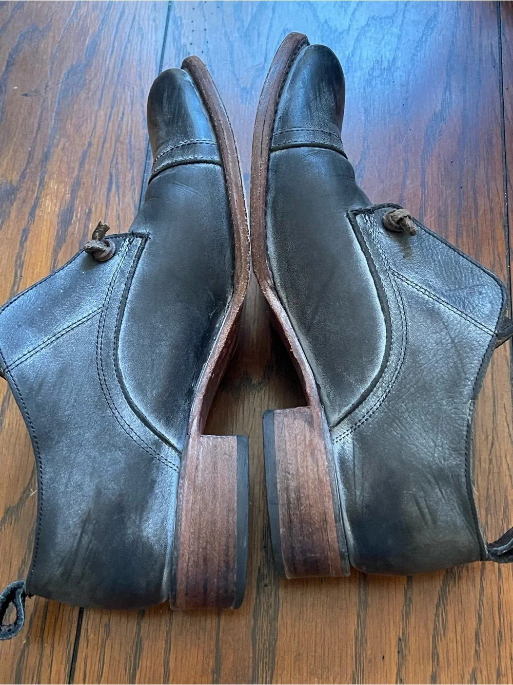 Freebird Mabel Distressed Black Leather Slip On Oxford Shoes Womens